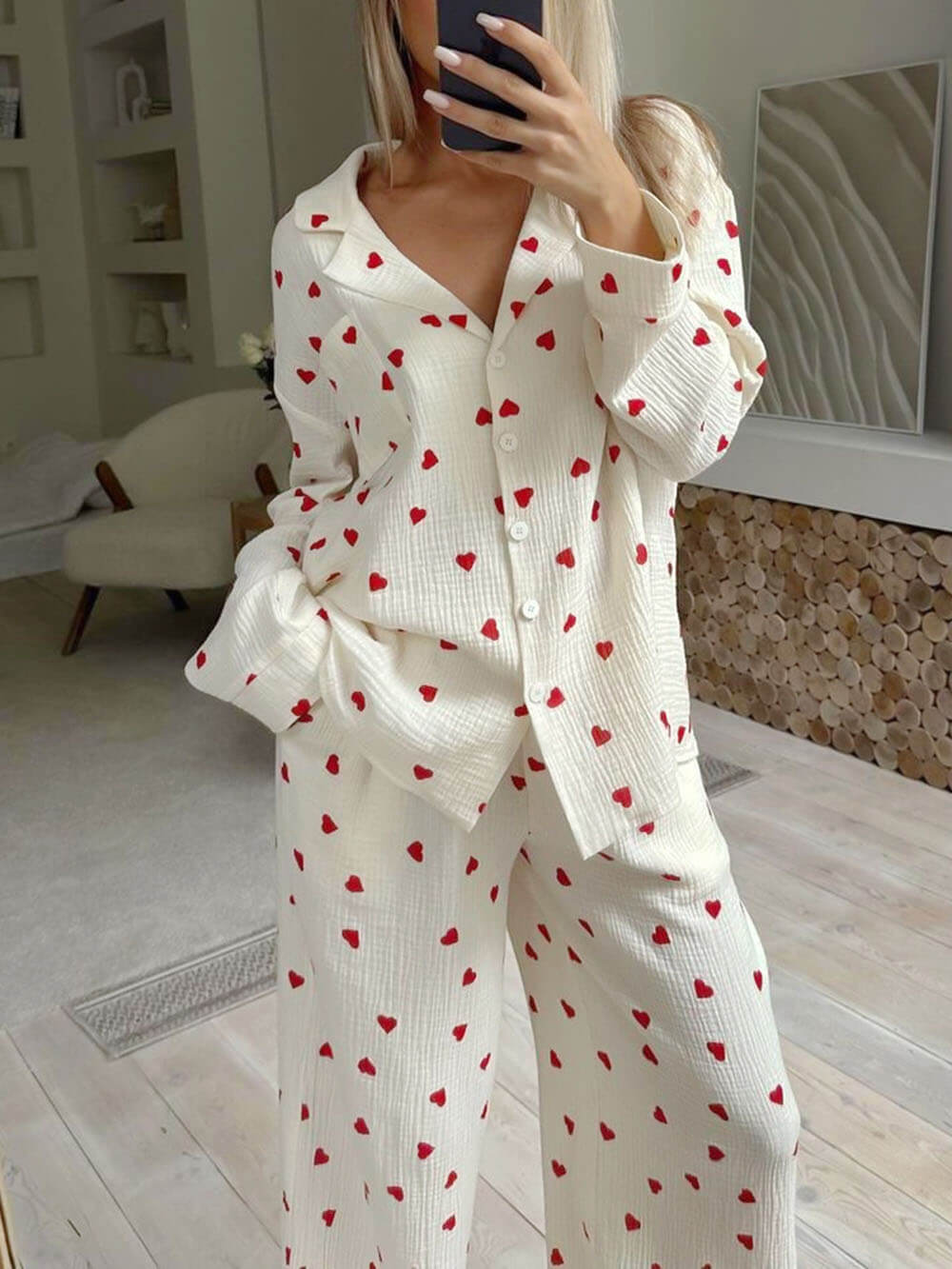 Lavinia™ | Completi da pigiama con stampa a cuori carina
