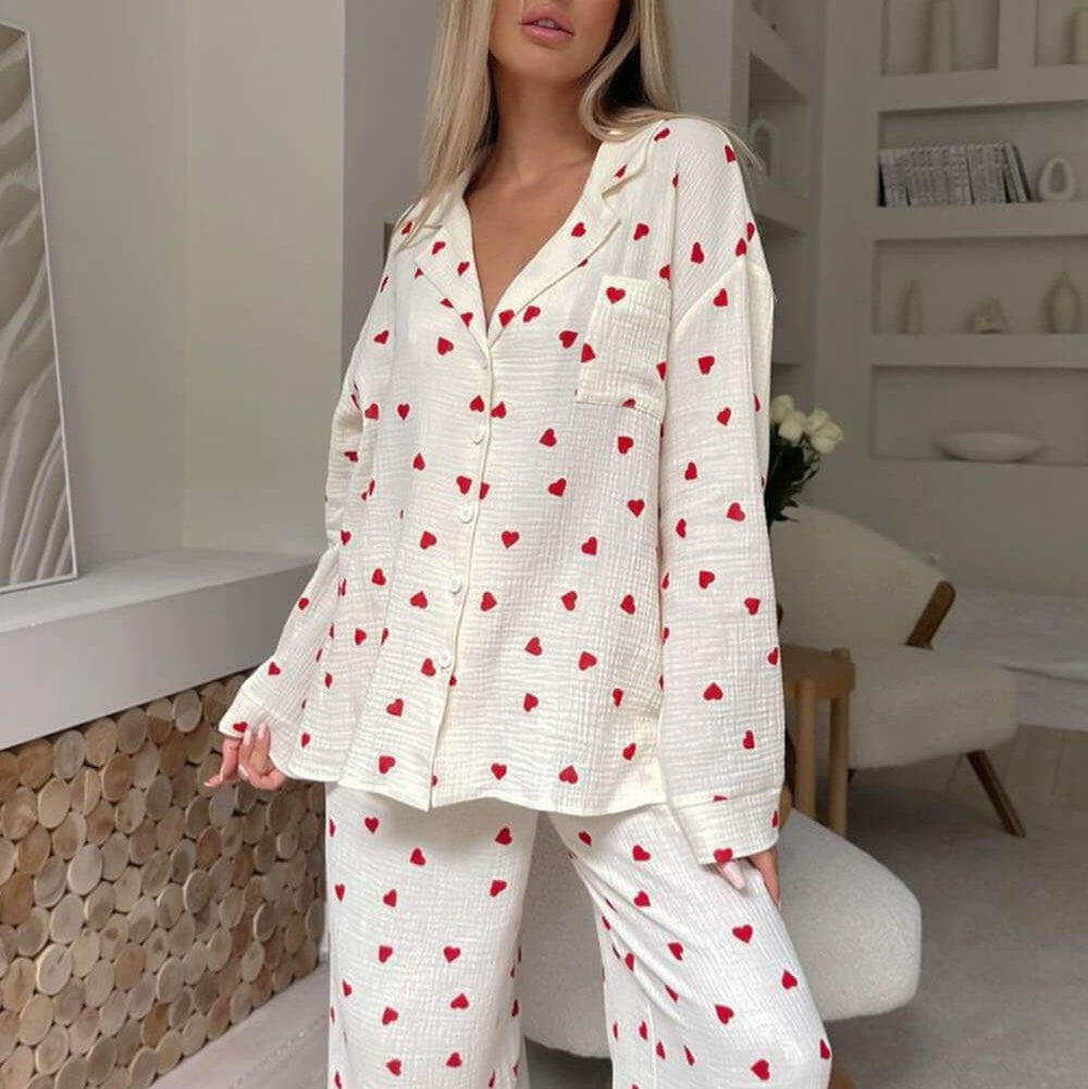 Lavinia™ | Completi da pigiama con stampa a cuori carina