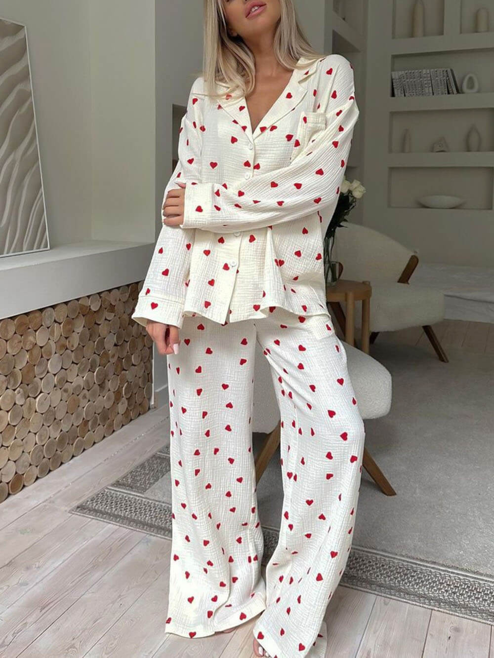 Lavinia™ | Completi da pigiama con stampa a cuori carina