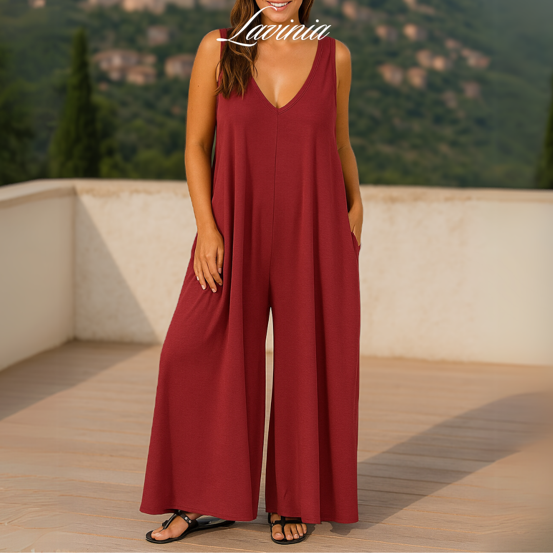 Carla™ | Tuta Leggera con Scollo a V e Schiena Scoperta – Comfort e Stile Senza Sforzo