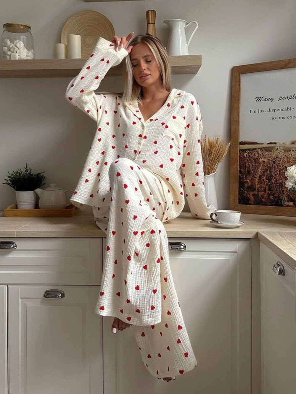 Lavinia™ | Completi da pigiama con stampa a cuori carina