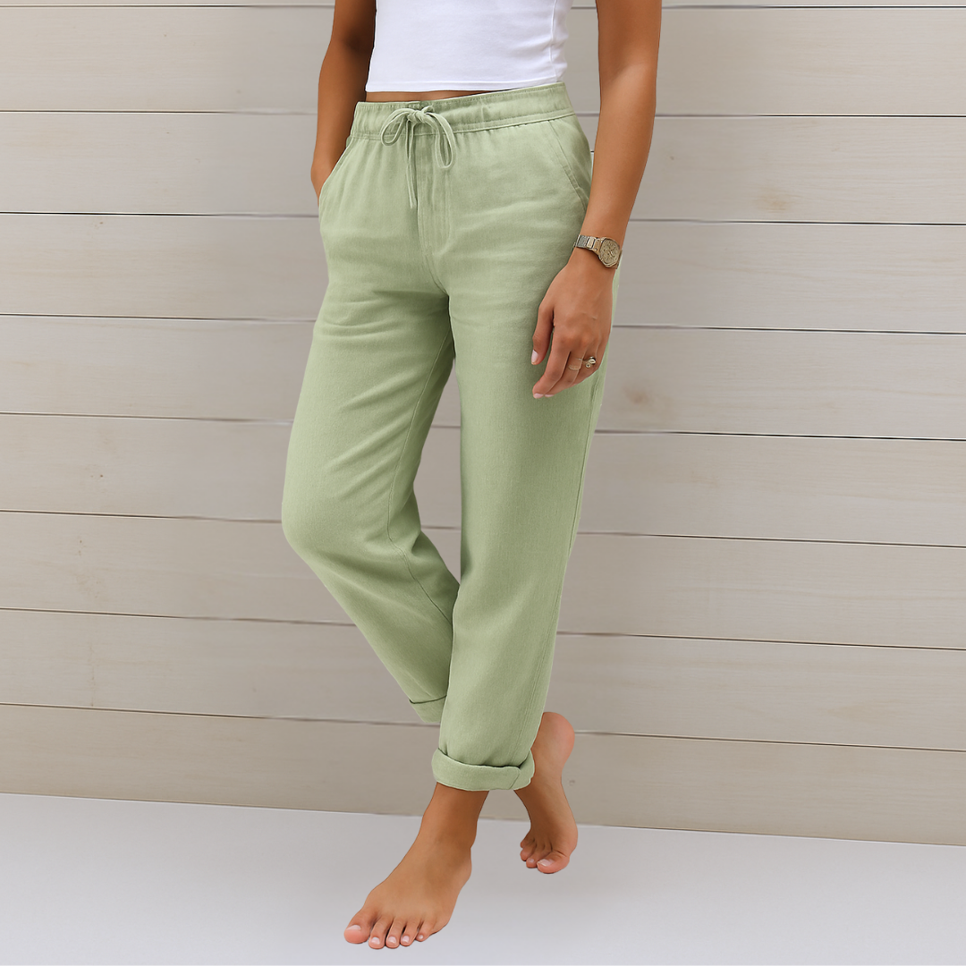 Allegra™ | Pantaloni Stile Lino Elasticizzati e Traspiranti – Comfort ed Eleganza Senza Compromessi