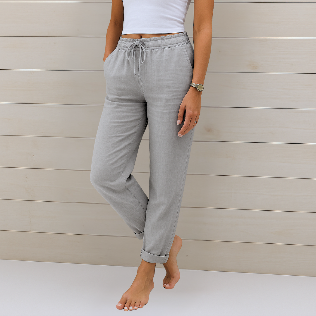 Allegra™ | Pantaloni Stile Lino Elasticizzati e Traspiranti – Comfort ed Eleganza Senza Compromessi