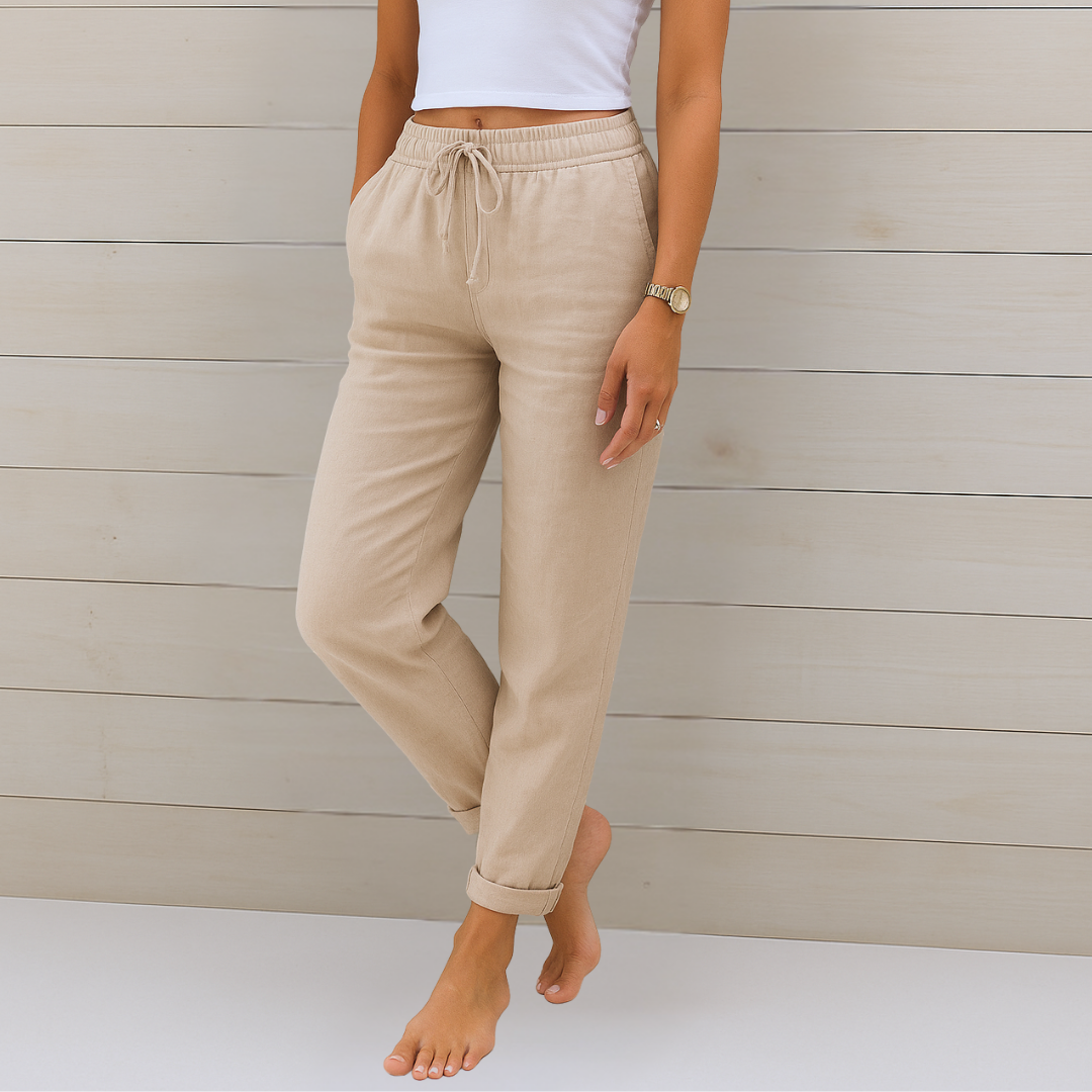 Allegra™ | Pantaloni Stile Lino Elasticizzati e Traspiranti – Comfort ed Eleganza Senza Compromessi