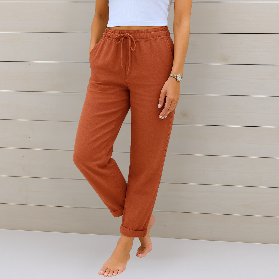 Allegra™ | Pantaloni Stile Lino Elasticizzati e Traspiranti – Comfort ed Eleganza Senza Compromessi