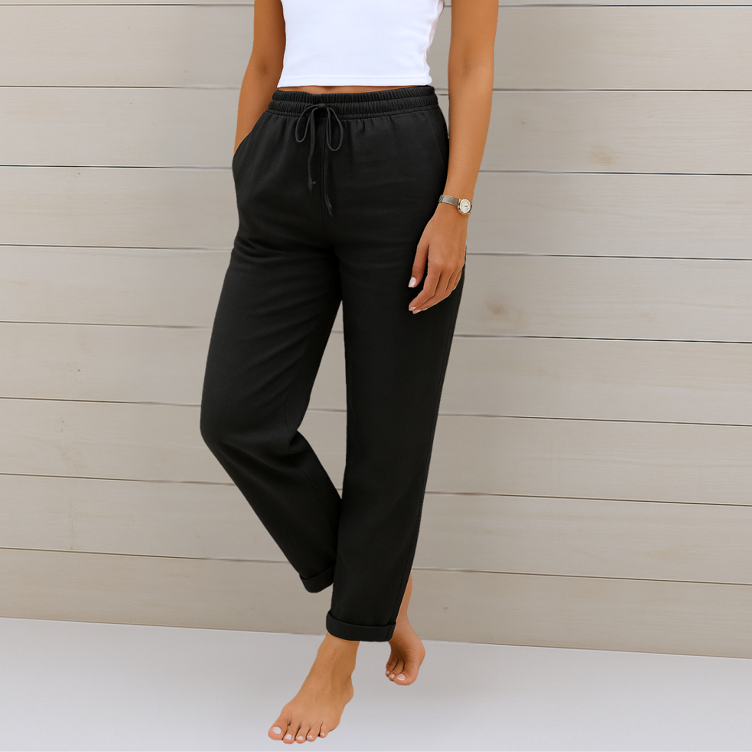 Allegra™ | Pantaloni Stile Lino Elasticizzati e Traspiranti – Comfort ed Eleganza Senza Compromessi
