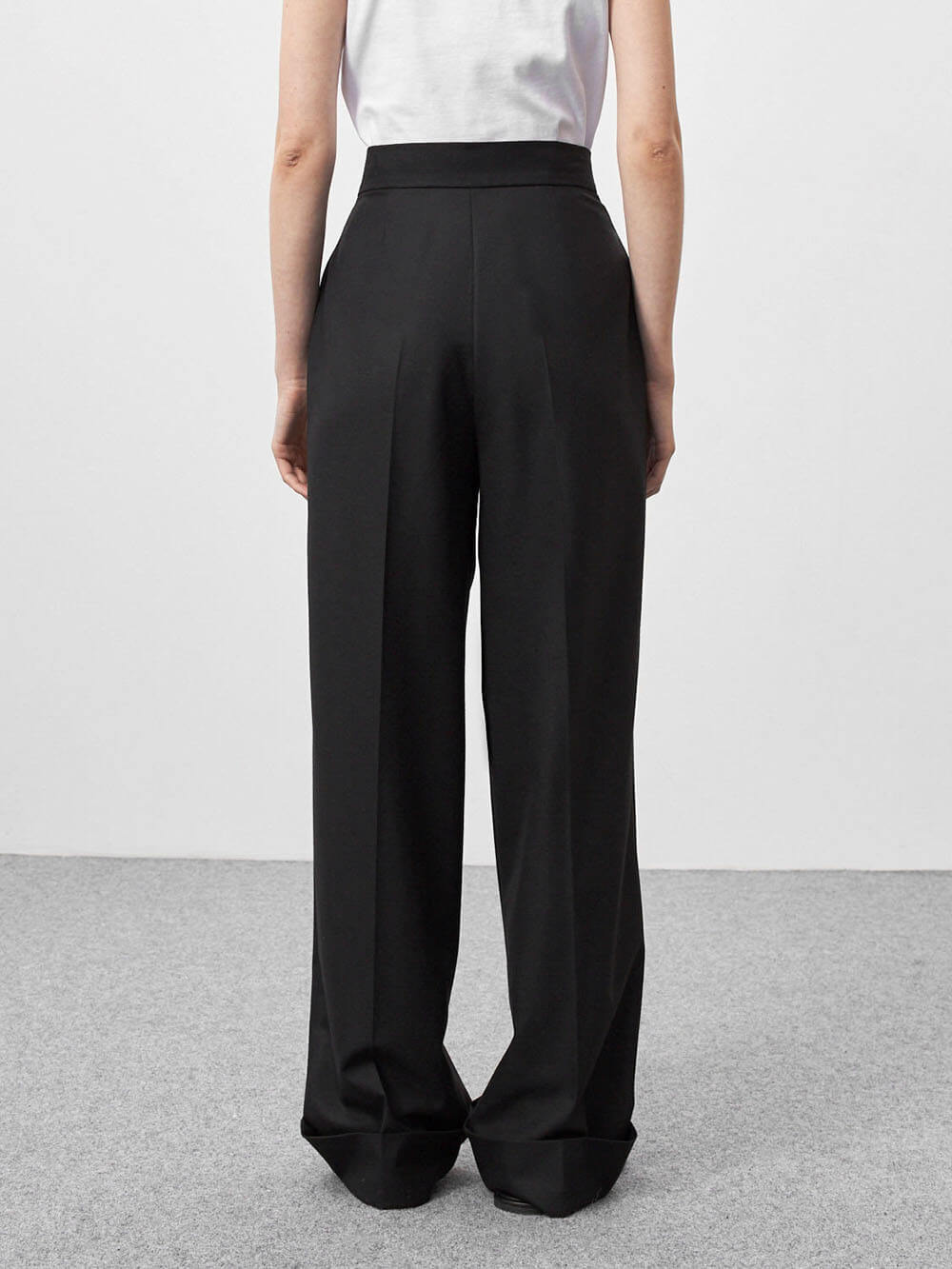 Lavinia™ | Pantaloni larghi neri a vita alta