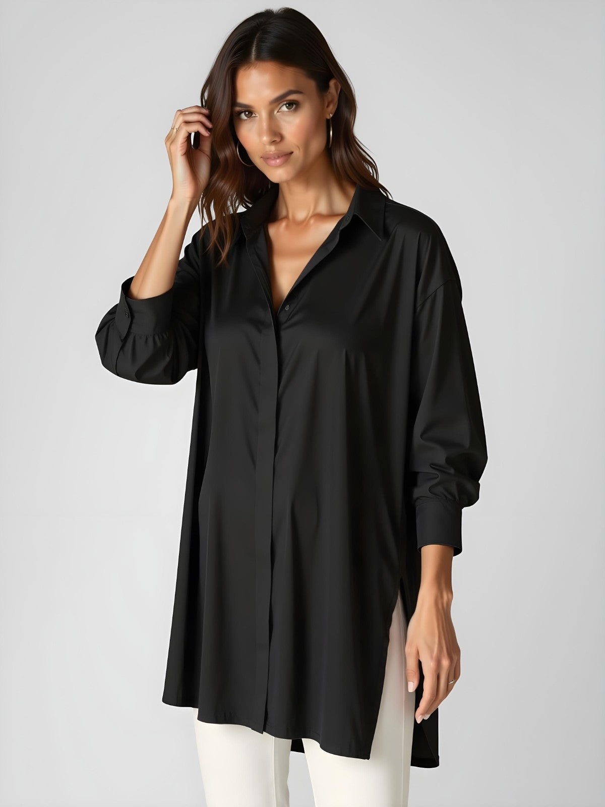 Sveva™ | Abito Camicia Oversize con Colletto Elegante