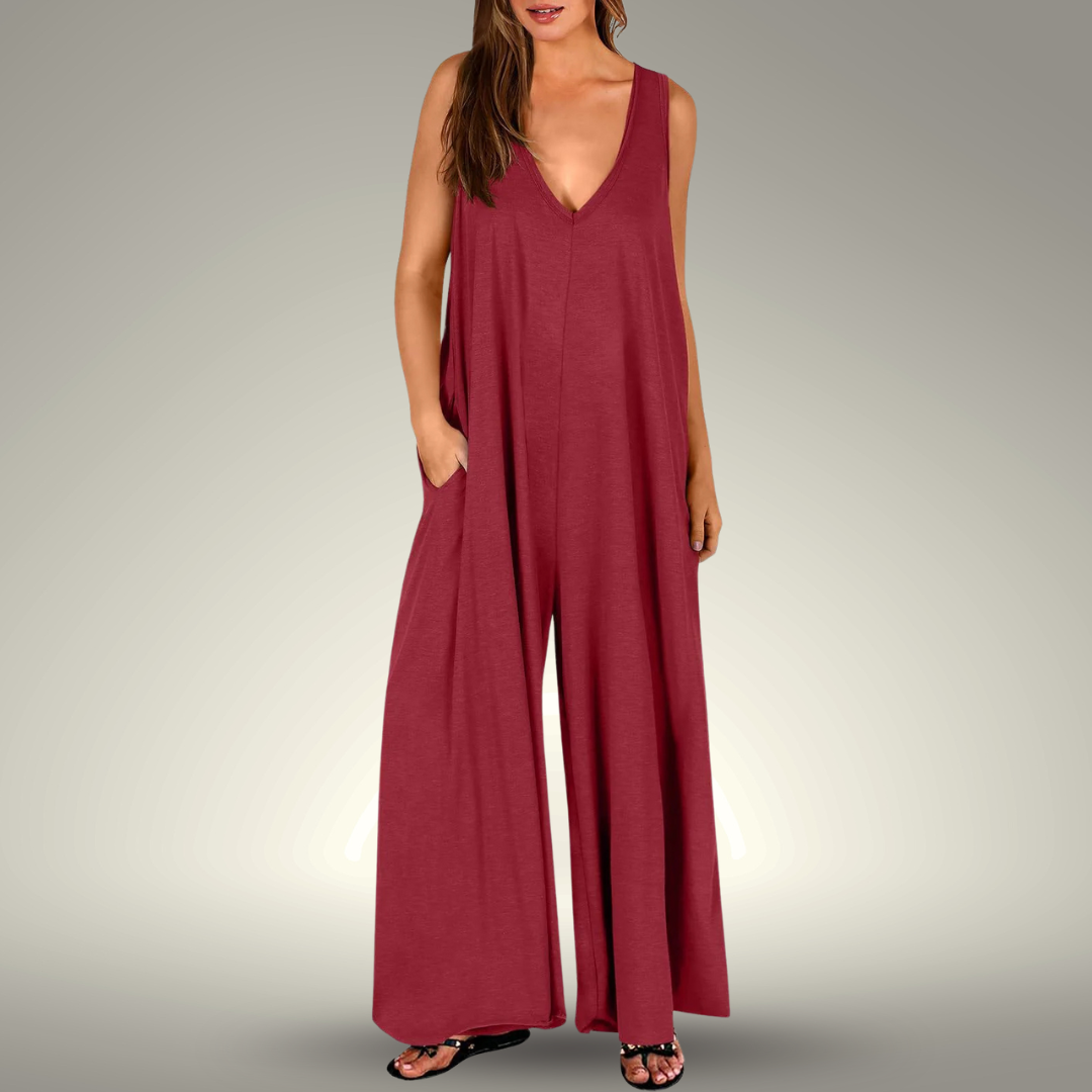 Carla™ | Tuta Leggera con Scollo a V e Schiena Scoperta – Comfort e Stile Senza Sforzo