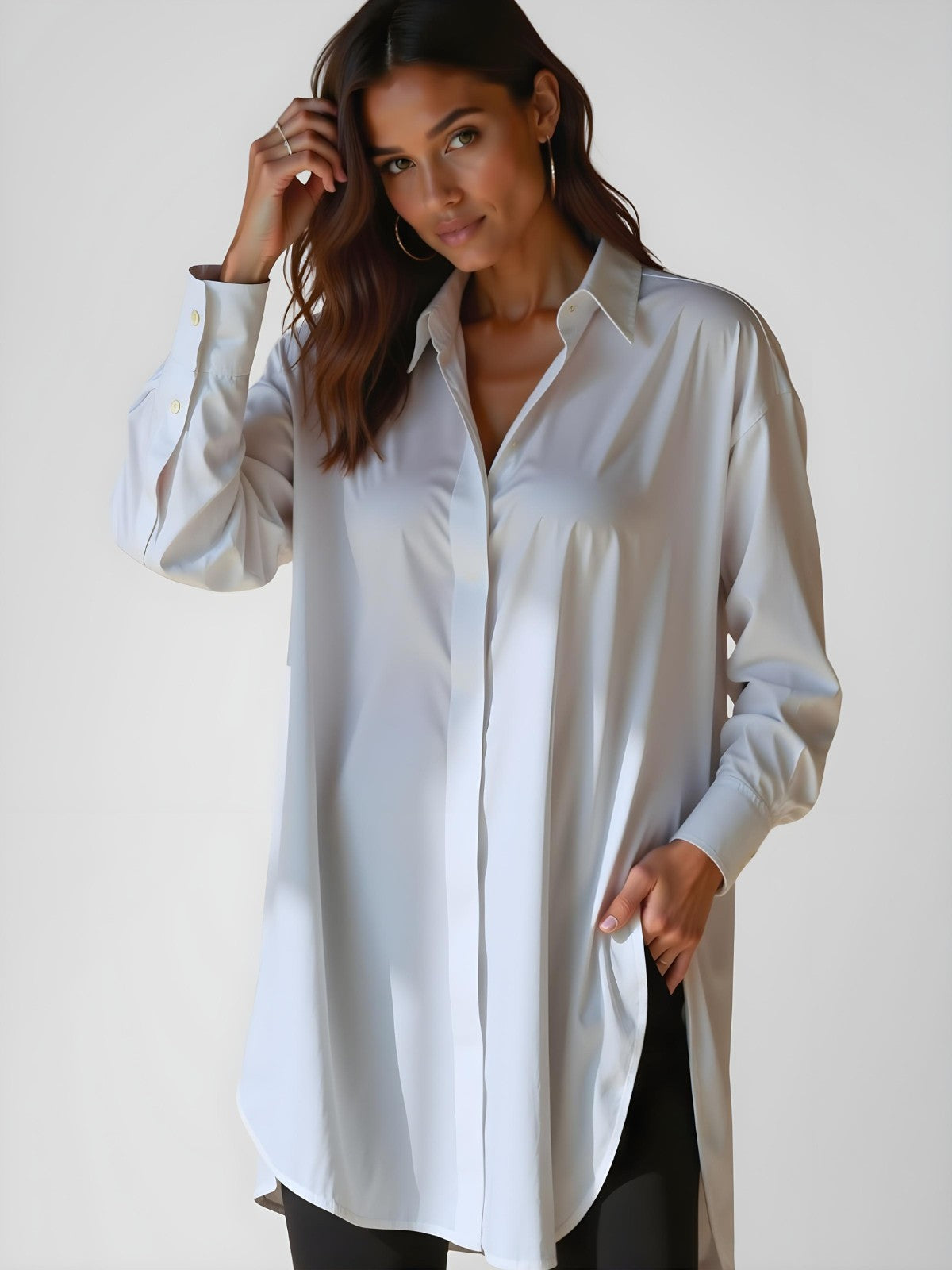 Sveva™ | Abito Camicia Oversize con Colletto Elegante