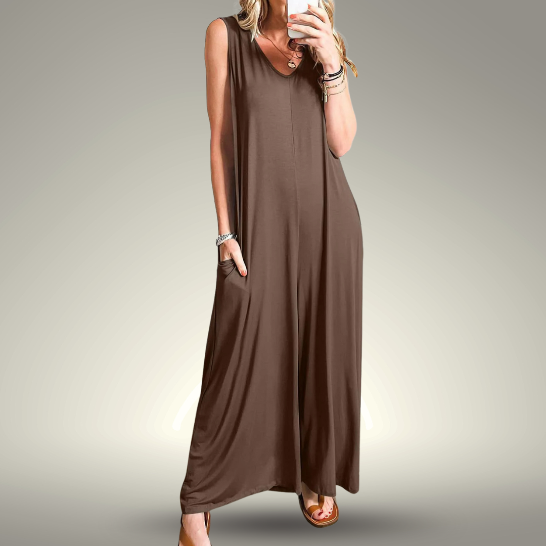 Carla™ | Tuta Leggera con Scollo a V e Schiena Scoperta – Comfort e Stile Senza Sforzo