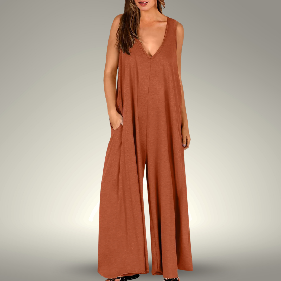 Carla™ | Tuta Leggera con Scollo a V e Schiena Scoperta – Comfort e Stile Senza Sforzo