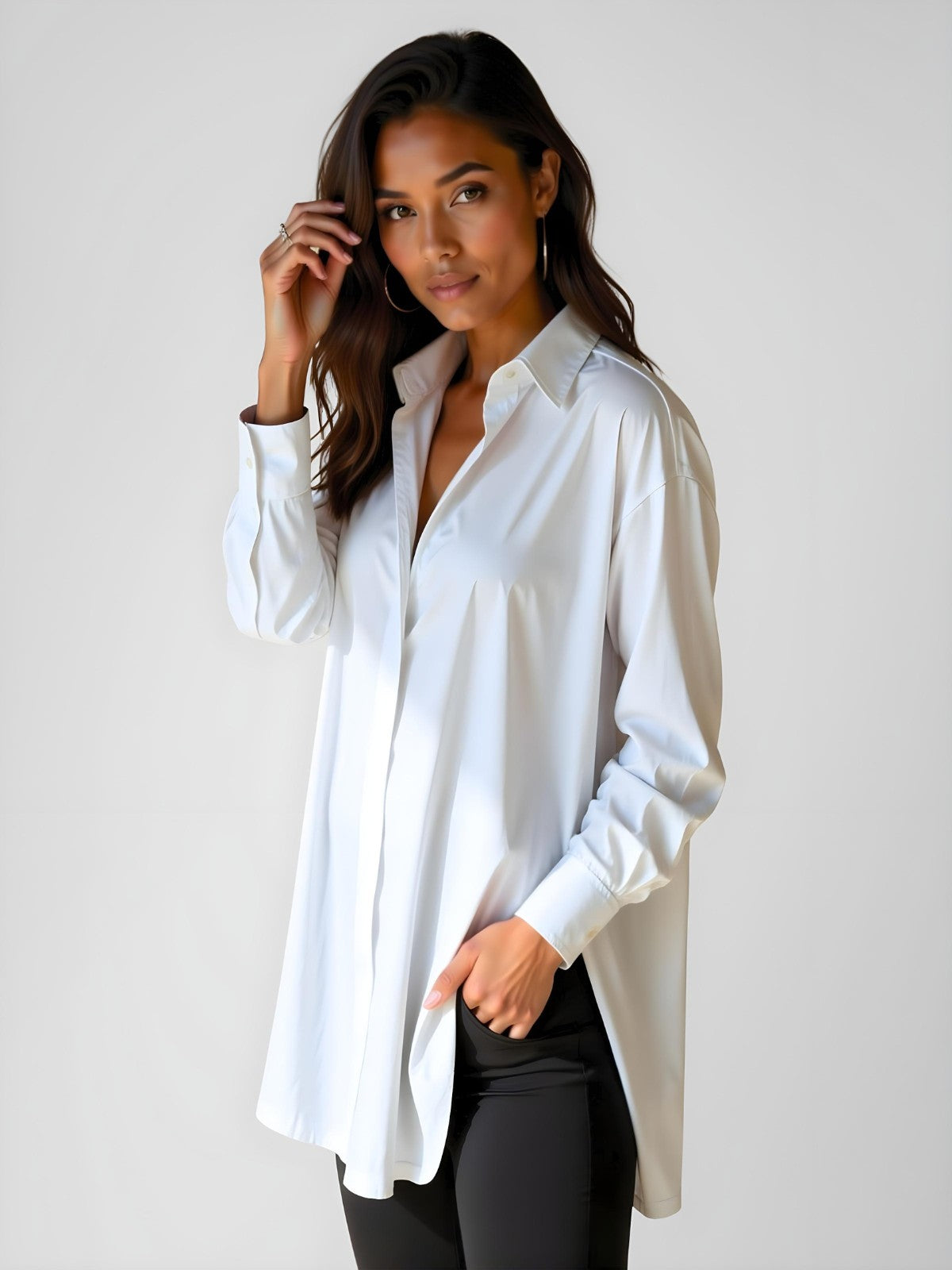 Sveva™ | Abito Camicia Oversize con Colletto Elegante