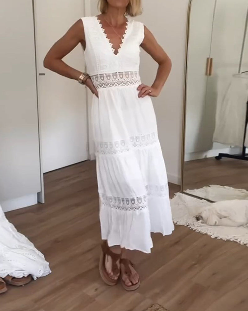 Rossella™ | Abito Elegante in Pizzo con Scollo a V