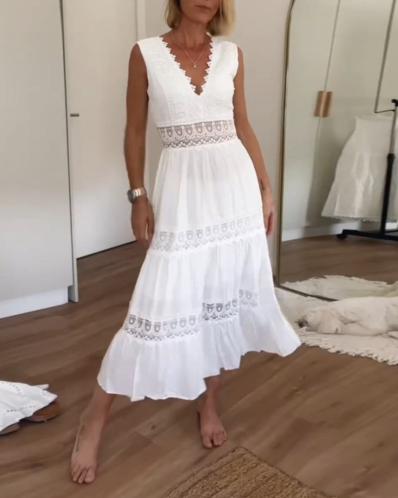 Rossella™ | Abito Elegante in Pizzo con Scollo a V