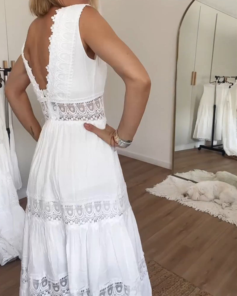 Rossella™ | Abito Elegante in Pizzo con Scollo a V