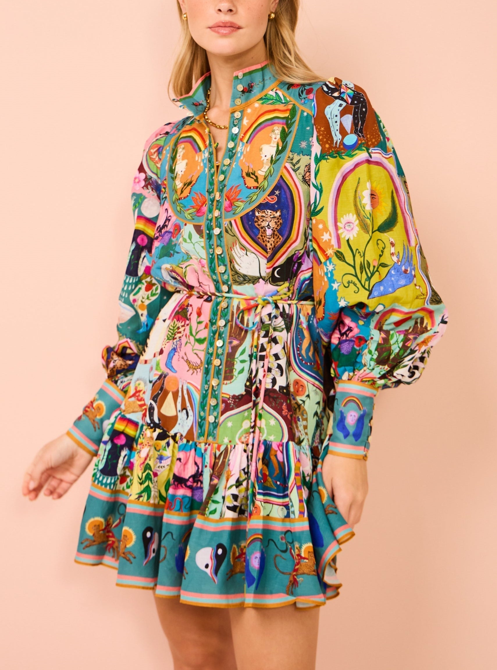 Lavinia™ | Miniabito casual con stampa graffiti Evergreen