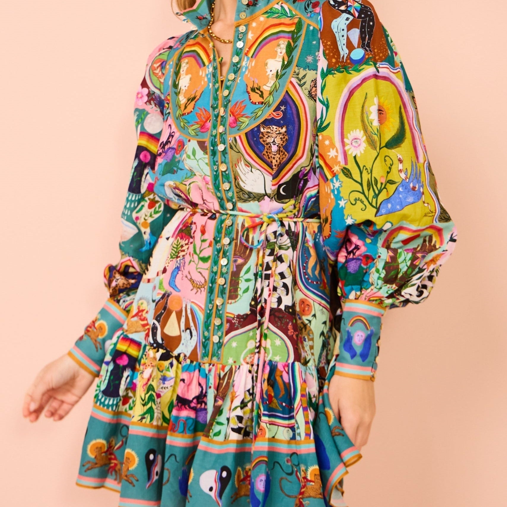 Lavinia™ | Miniabito casual con stampa graffiti Evergreen