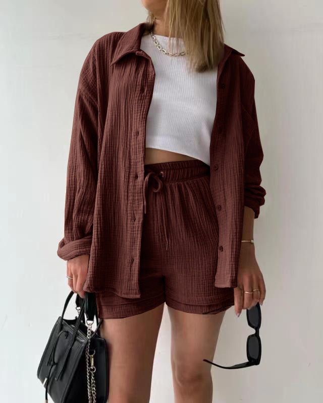 Valentina™ | Completo 2 pezzi camicia e pantaloncini in cotone