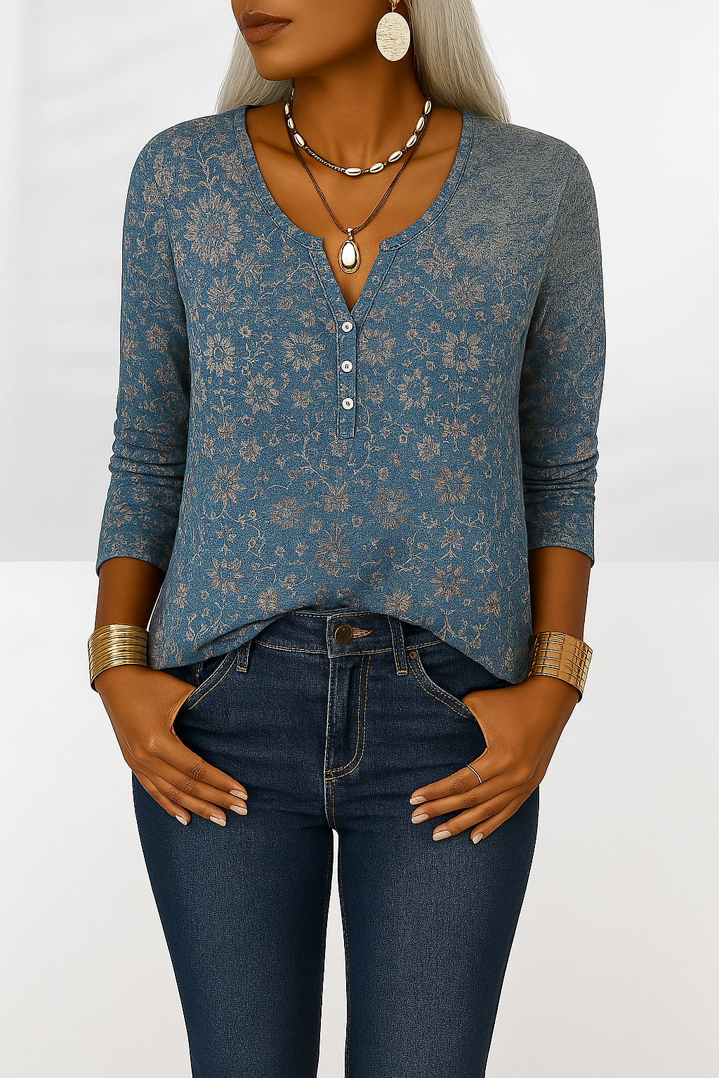 Liana™ | Blusa Boho con Motivi Floreali e Maniche Lunghe
