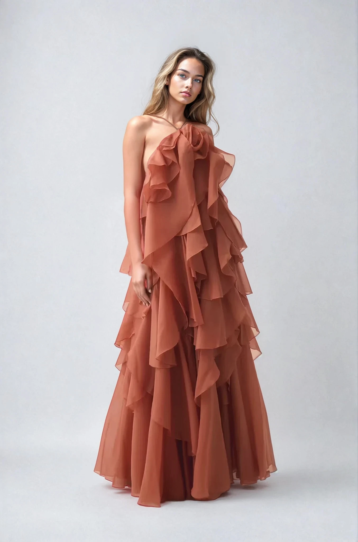 Patrizia™ | Abito Maxi con Rouches e Spalline Regolabili