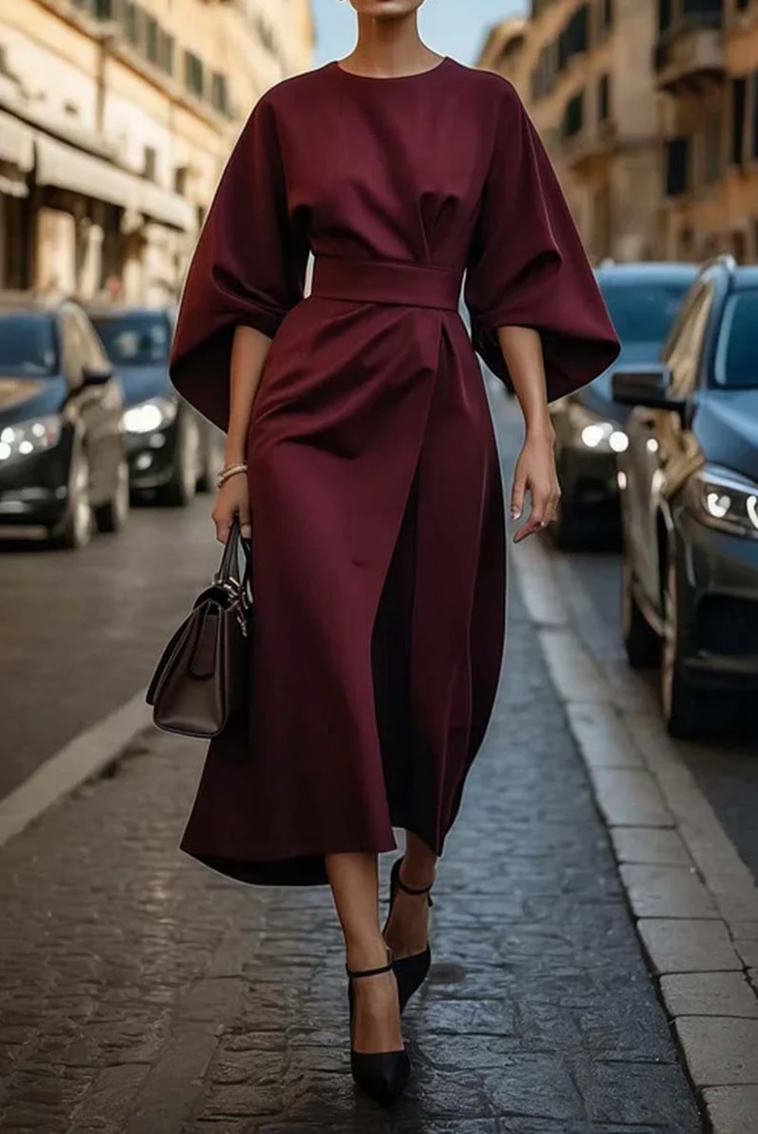 Luciana™ | Abito Elegante con Maniche a Lanterna