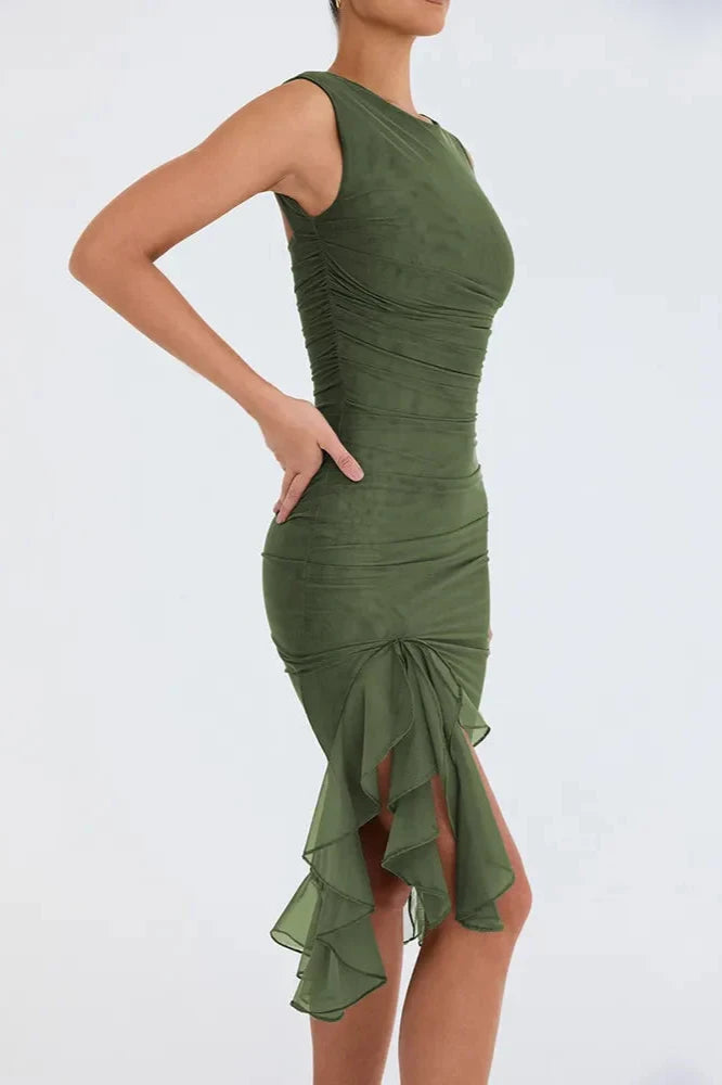 Claudia™ | Abito Midi con Volant Eleganti