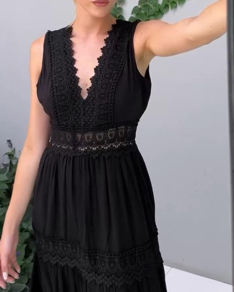 Rossella™ | Abito Elegante in Pizzo con Scollo a V