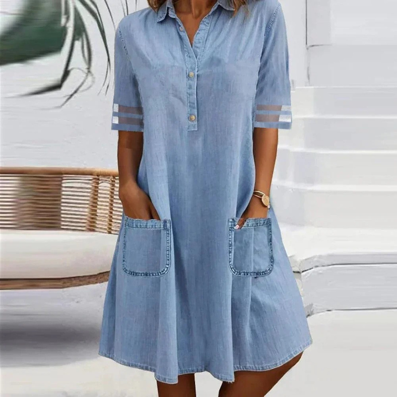 Irene™ | Grintosa, Femminile e con Tasche – L'Abito in Denim che Non Può Mancare