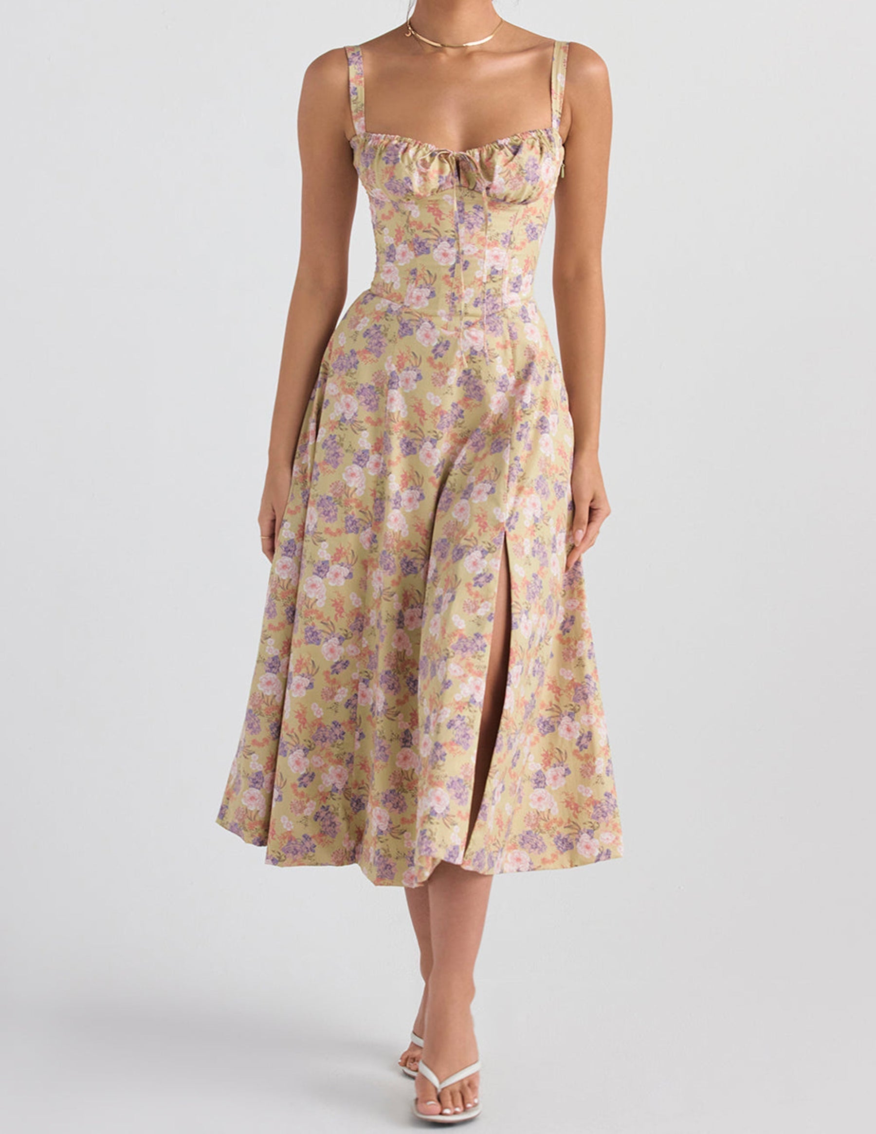 Lavinia™ | Abito camicia a zigzag con stampa di rose
