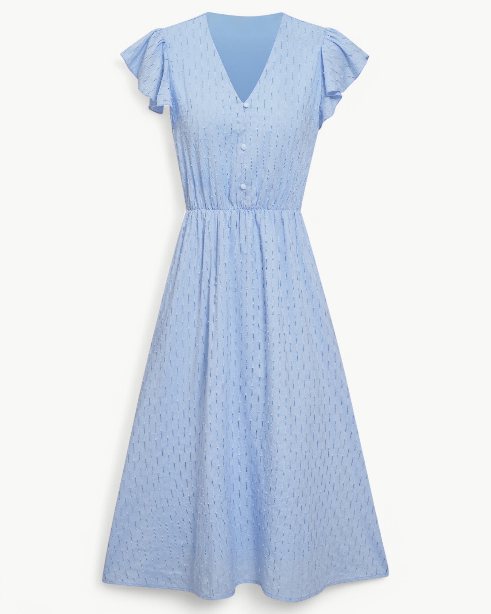 Lara™ | Abito Midi con Scollo a V e Maniche a Volant – Leggero e Raffinato