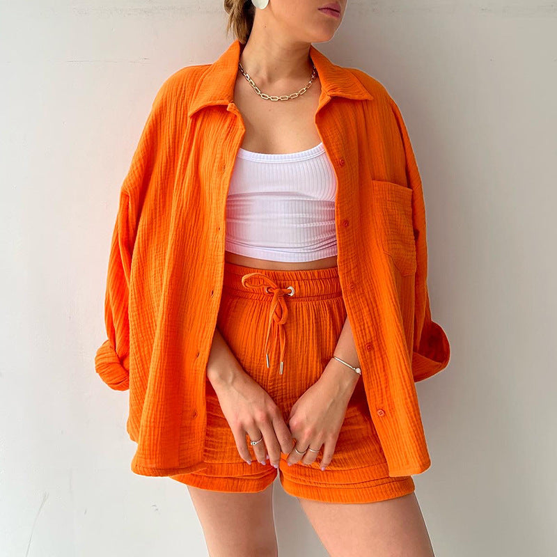 Valentina™ | Completo 2 pezzi camicia e pantaloncini in cotone