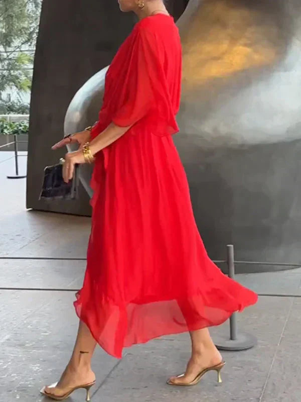 Giulia | Abito in mussola di seta con scollo a V