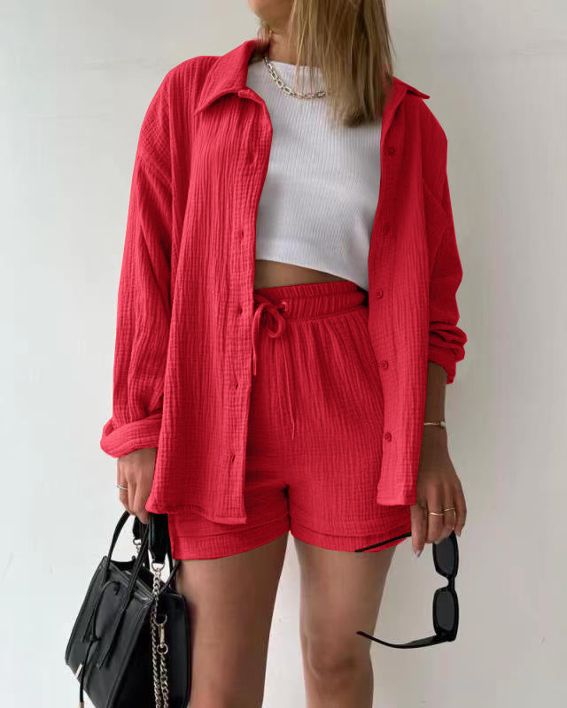 Valentina™ | Completo 2 pezzi camicia e pantaloncini in cotone