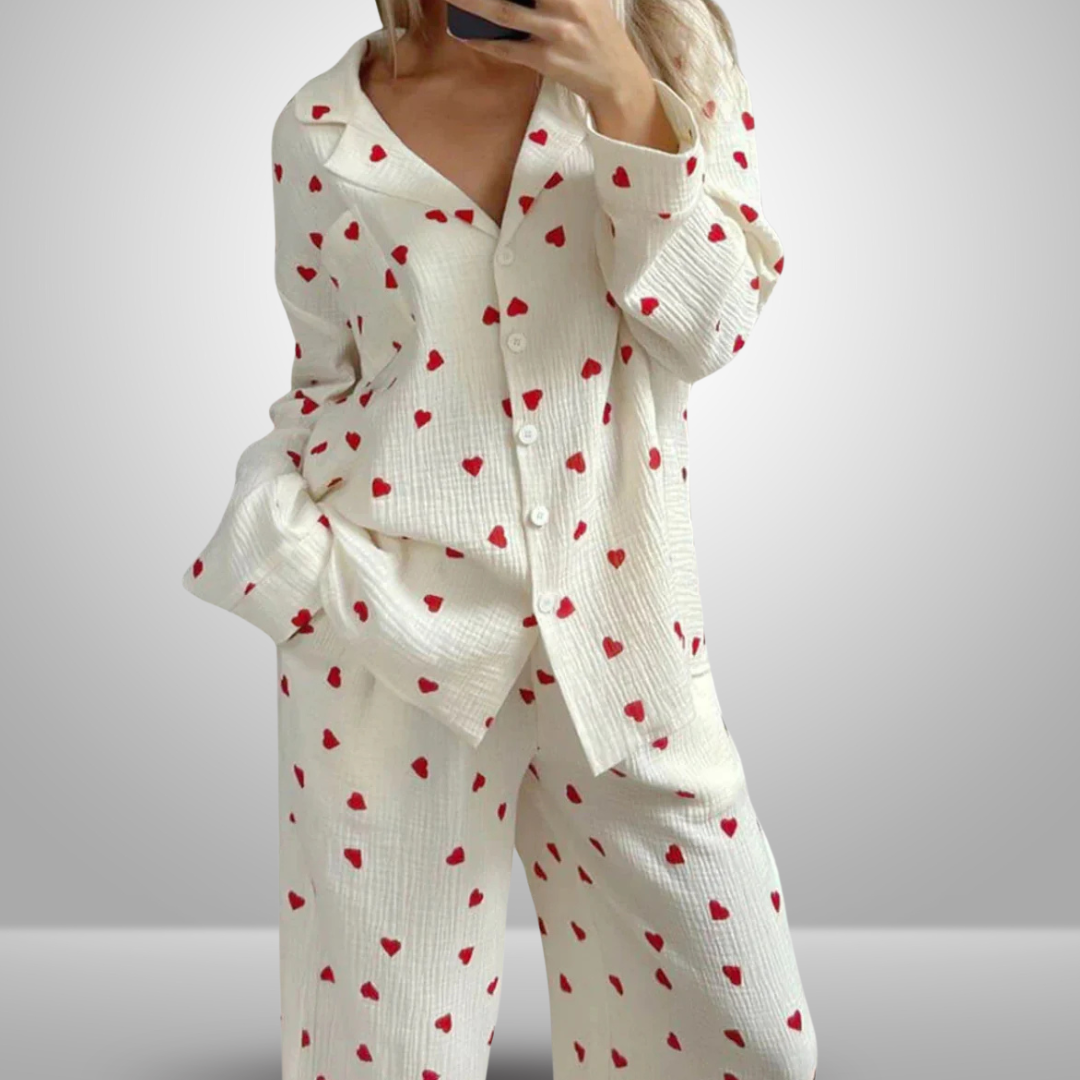 Lavinia™ | Completi da pigiama con stampa a cuori carina