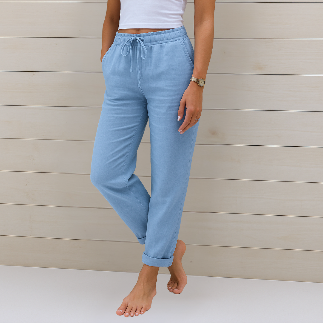 Allegra™ | Pantaloni Stile Lino Elasticizzati e Traspiranti – Comfort ed Eleganza Senza Compromessi