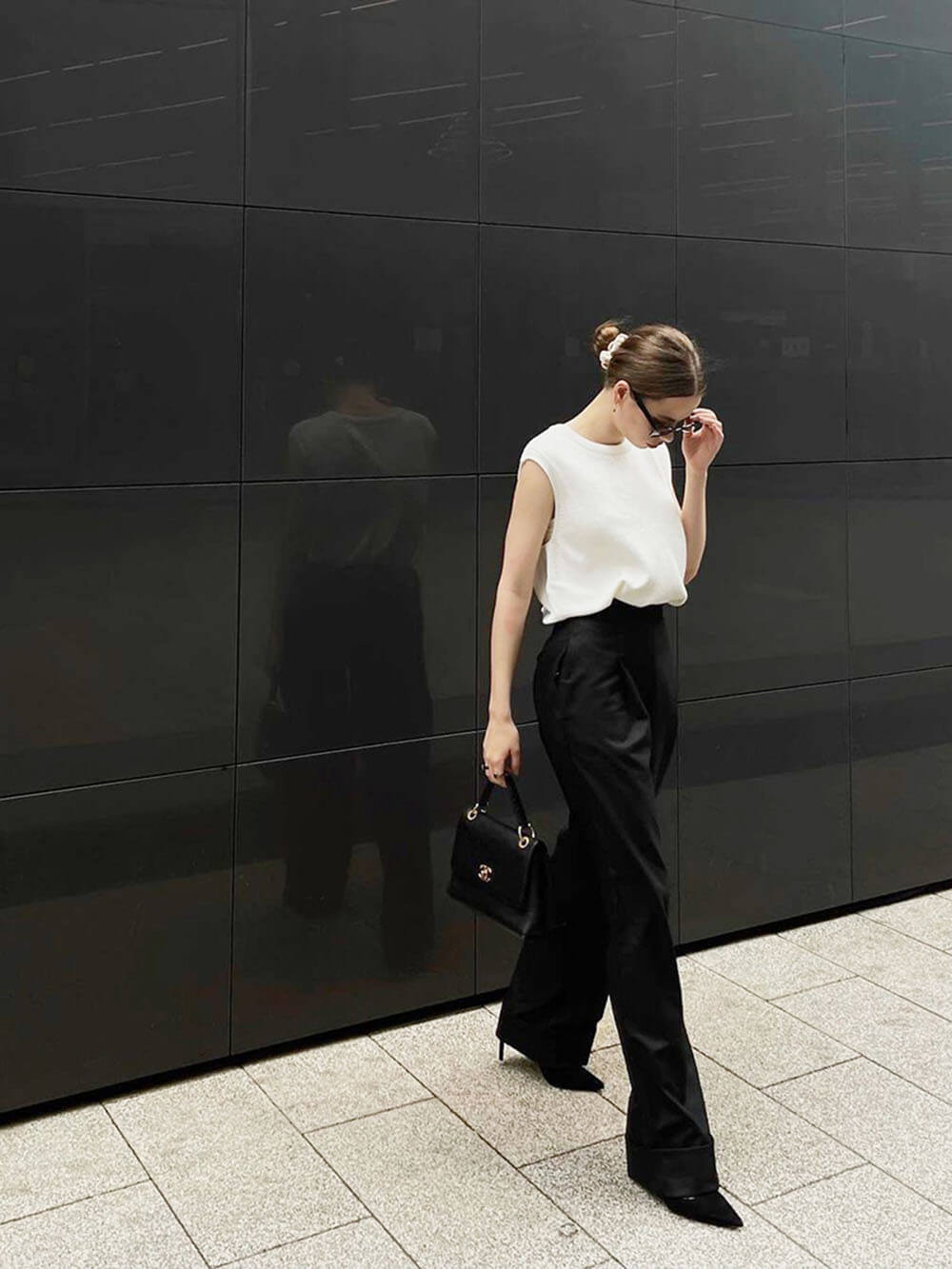 Lavinia™ | Pantaloni larghi neri a vita alta