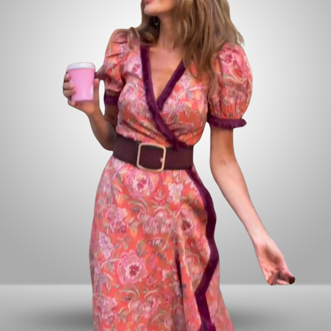 Camilla™ | Abito Rosa Elegante con Maniche Corte