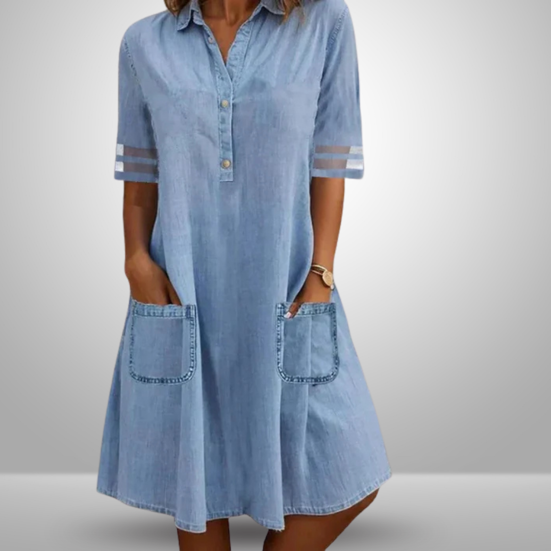 Irene™ | Grintosa, Femminile e con Tasche – L'Abito in Denim che Non Può Mancare