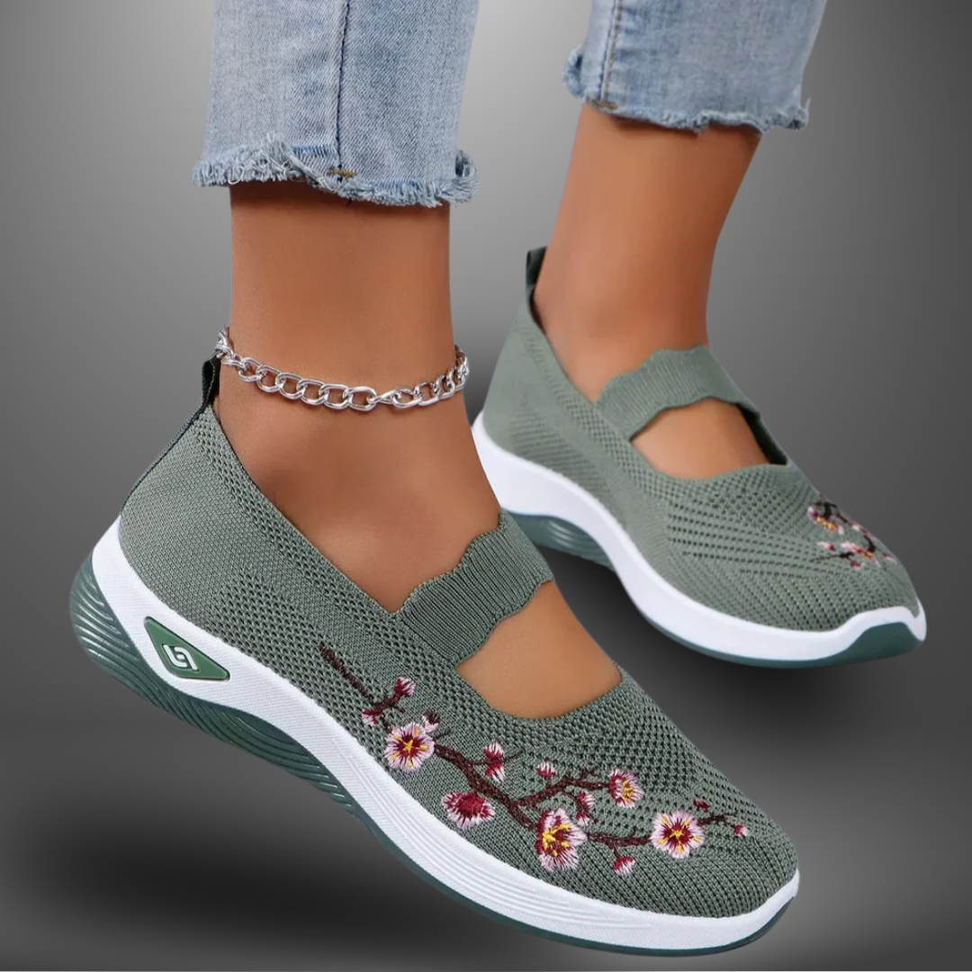Simona™ | Scarpe Ortopediche con Ricamo Floreale