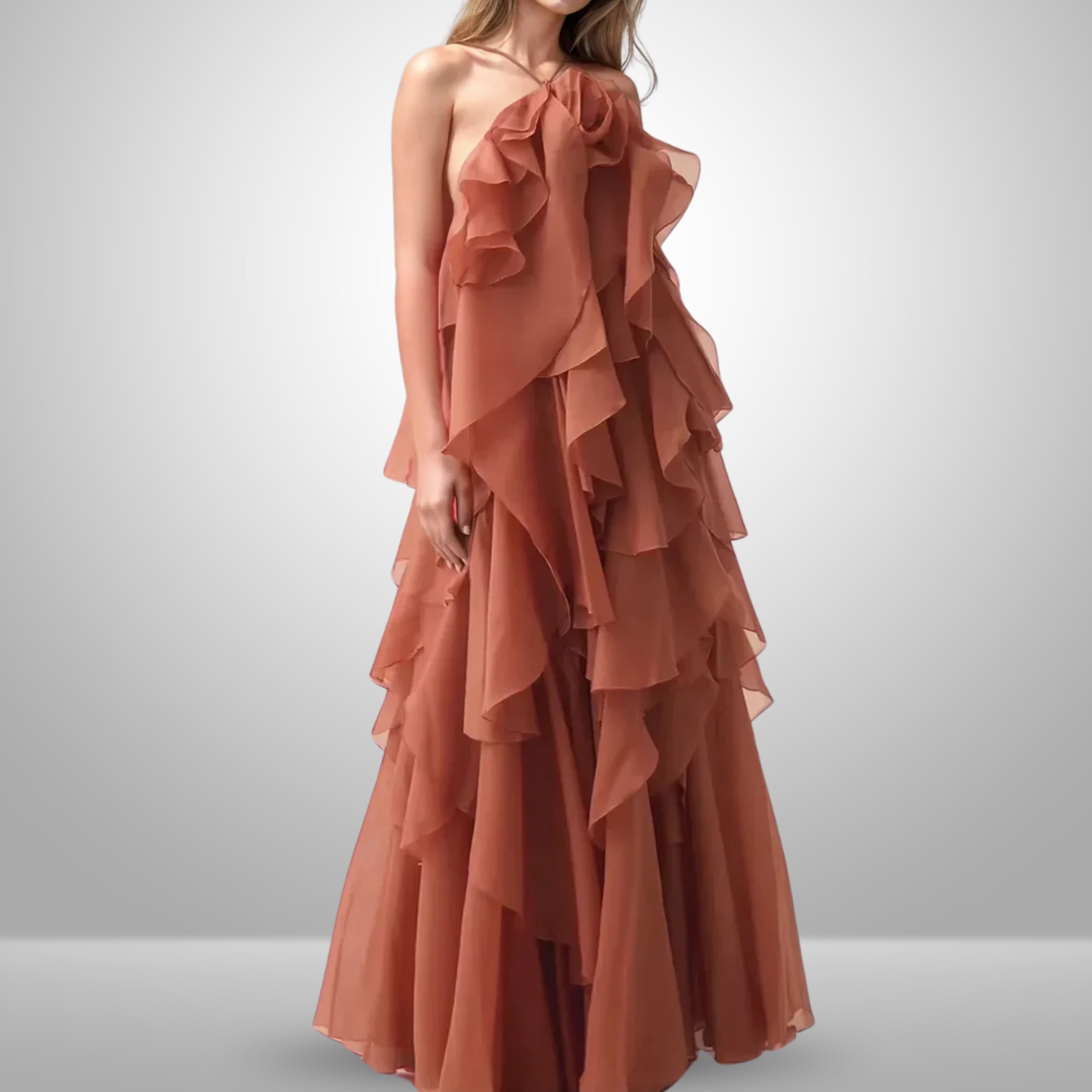 Patrizia™ | Abito Maxi con Rouches e Spalline Regolabili