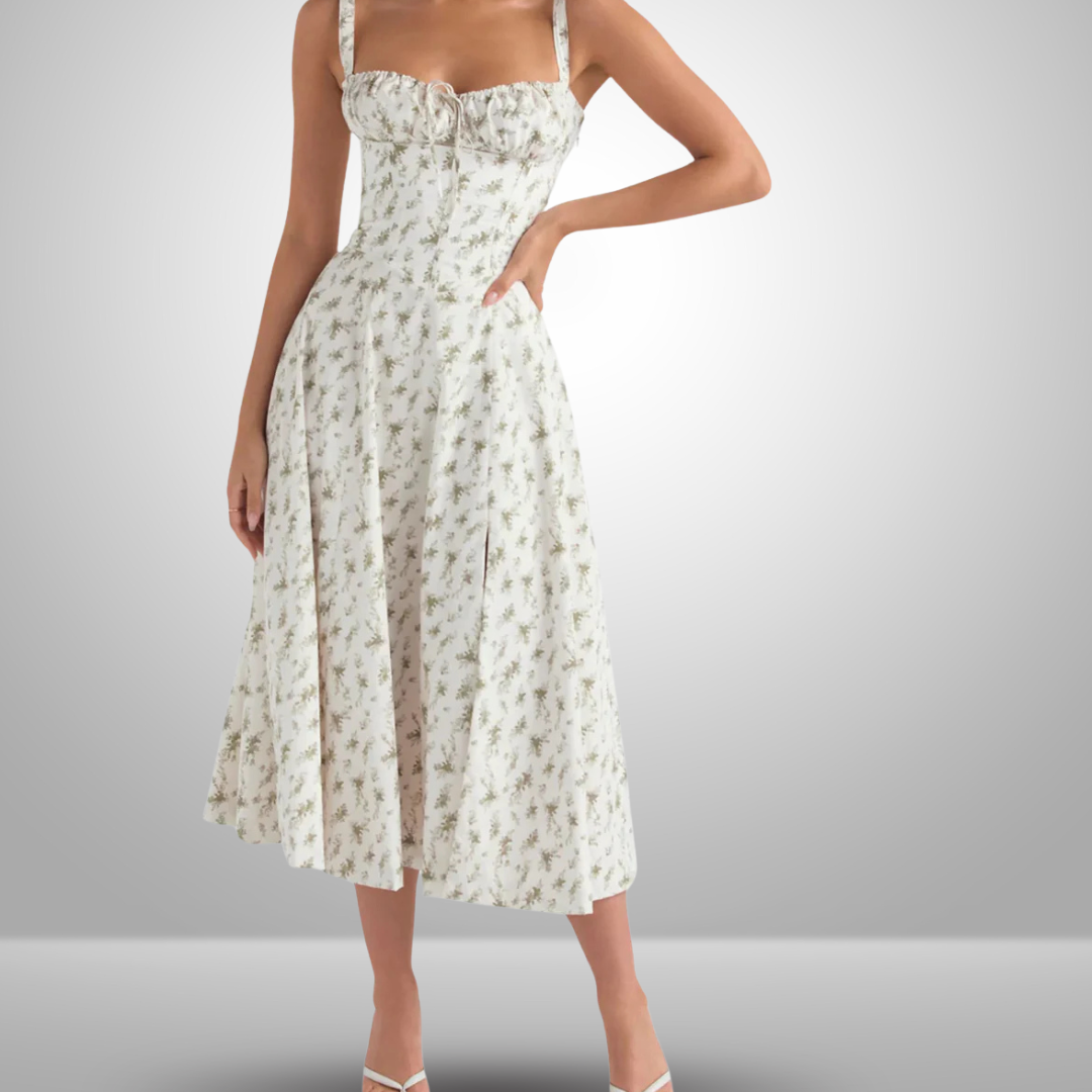 Lavinia™ | Abito camicia a zigzag con stampa di rose
