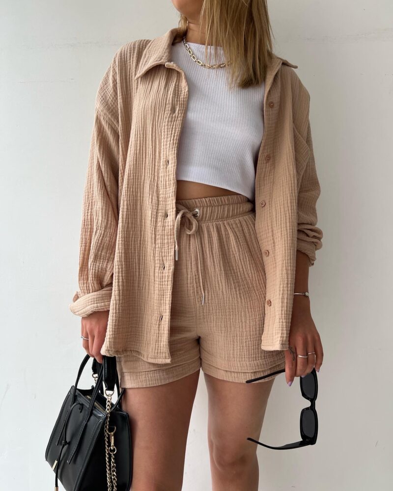 Valentina™ | Completo 2 pezzi camicia e pantaloncini in cotone