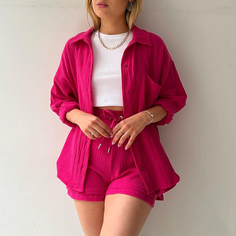 Valentina™ | Completo 2 pezzi camicia e pantaloncini in cotone