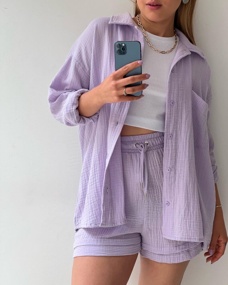 Valentina™ | Completo 2 pezzi camicia e pantaloncini in cotone